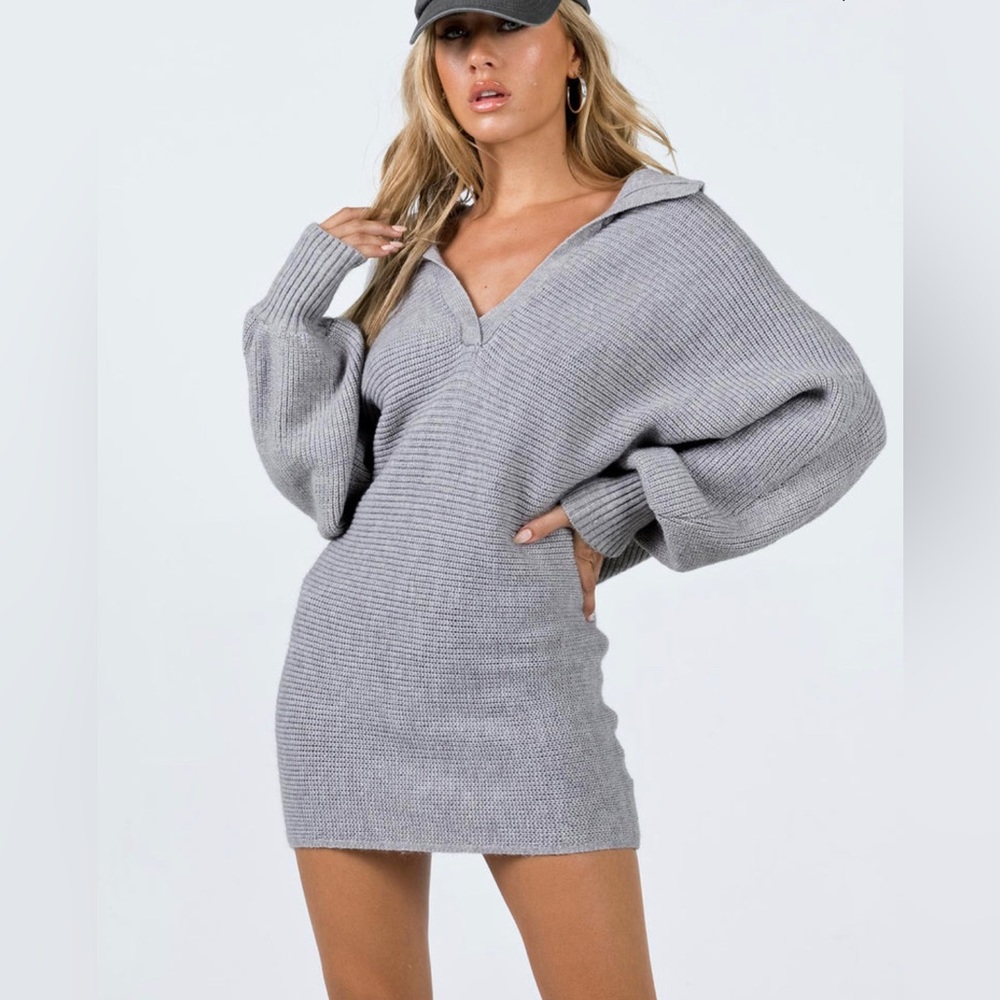 Princess Polly Heather Gray Knit Dress